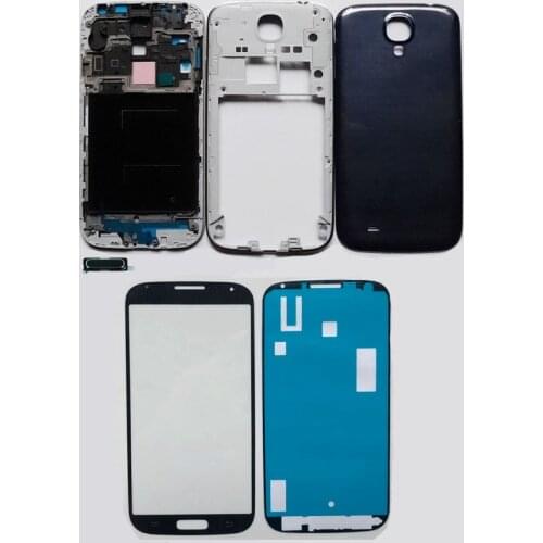 New Full Set For Samsung Galaxy S4 i9500 i9505 i9506 Housing Front Plate Bracket+Middle Frame+Back Cover Case+Out Glass+Adhesive