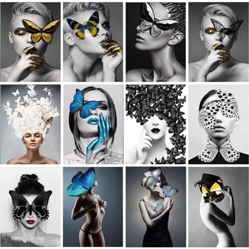 Sexy Girls Posters Nude Girl Decorative Paintings On Canvas Modern Women Butterfly Modular Pictures for Living Room Dropshipping