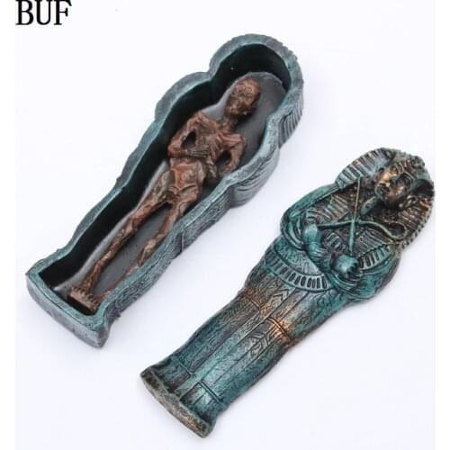 BUF Resin Craft Fish Tank Decoration Mummy Statues Creative Bar Decoration Skull Statue Sculpture Creative Fish Tank Ornaments