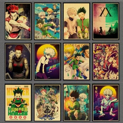 Anime Hunter X Hunter Retro Posters and Prints Art Kraft Paper Wall Decor Bedroom Living Room For Children Wall Stickers