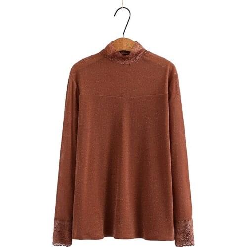 Lace Pullover Sweater Women 2021 Spring Clothes Women Jumper Turtleneck Soft Knitted Tops Knitwear Pull Femme Sweaters Plus Size