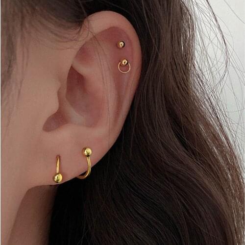 XIYANIKE 925 Sterling Silver Spiral Stud Earrings Women Trend Simple Elegant Small Ball Exquisite Oorbellen Jewelry Accessories