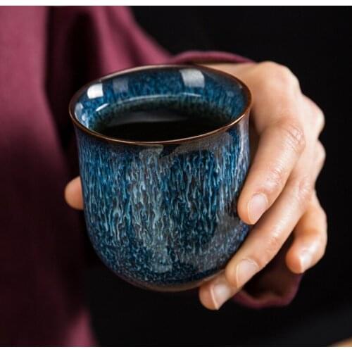 Blue Kiln change tea cup 120ml ceramic drawing cup hand made tea single master cup accessories home decor
