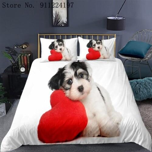 Three Dogs Bedding Sets Cute Animal Series Printing Duvet Cover Quilt Cover Queen King Size Comforter Cover Home Textiles