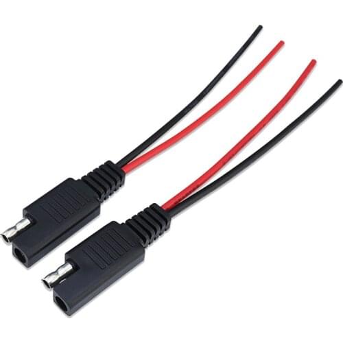 2Pcs 18AWG SAE Extension Cable 2-Pin SAE Quick Disconnect Plug 10A Solar Battery Panel SAE Plug Input Cable and Output Cable