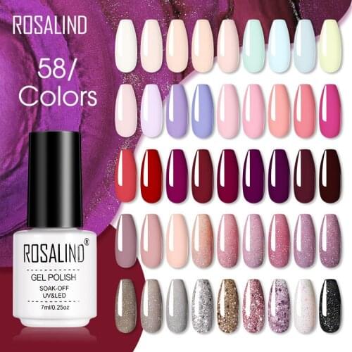 ROSALIND UV Gel Polish Varnishes Nail Art Design UV/LED Lamp Semi-permanent For Manicure Fingernail Stickers for Nails Macaron