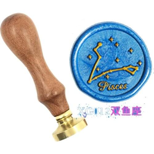 Star zodiac signs wax seal copper brass stamp wood handle,DIY Scrapbooking Hydrangea copper head,Vintage spoon high quality12