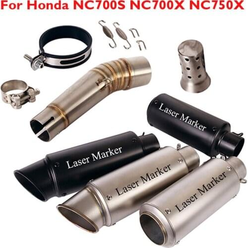 Motorcycle Exhaust System 51mm Muffler Silencer Baffles Middle Mid Link Tube Pipe for Honda NC700S NC700X NC700A NC750X