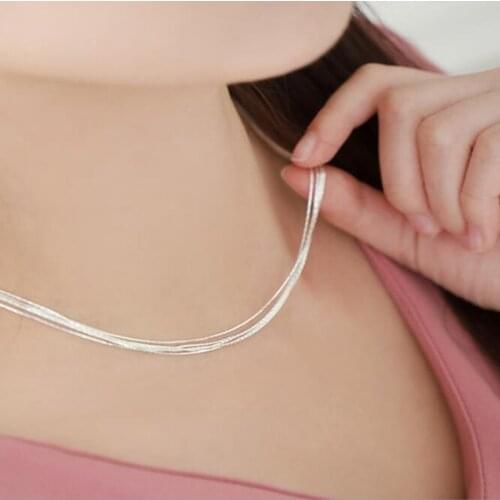New Korean Version Of The 925 Sterling Silver Jewelry Superfine Multi-layer Snake Bone Nude Bamboo Clavicle Chain Necklaces N110