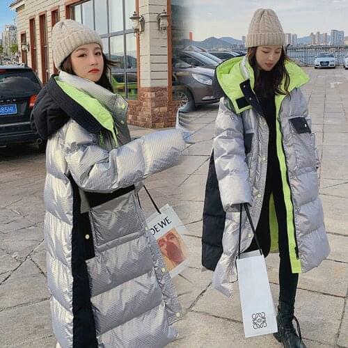 Thicken Parkas Patchwork Women Jacket 2021 Fashion Cotton-padded Winter Female Hooded Coat Windproof Warm Loose Long Overcoat