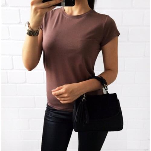Women T-shirt Solid color Tee Pink Black Brown Casual T-Shirt Hipster Summer Woman T shirt Oversize dropshipping