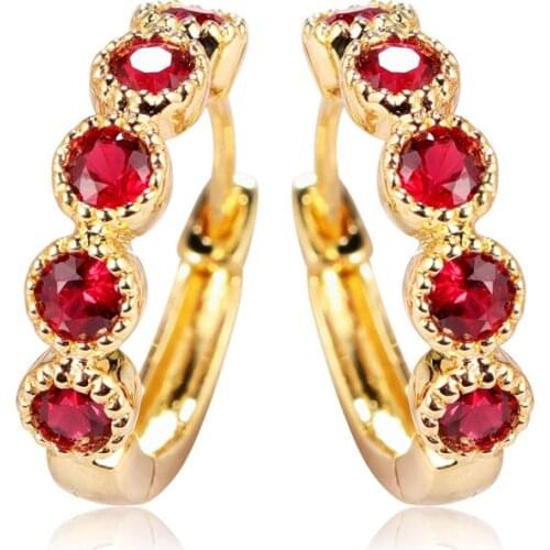 EDI Natural Ruby Hoop Earrings 14k Yellow Gold Gemstone Earrings For Women Natural Sapphire Natural Emerald Earrings