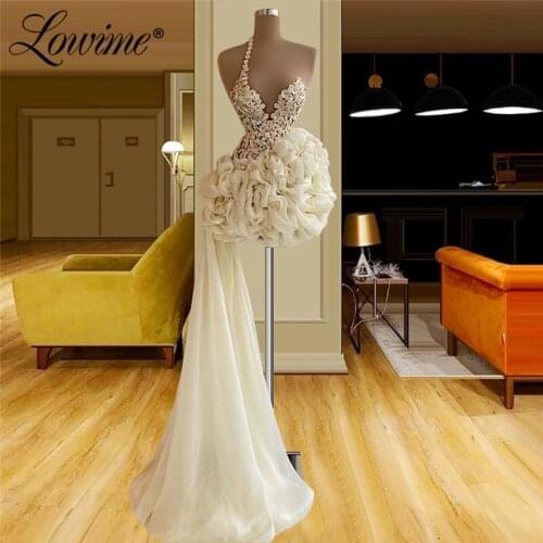 Lowime Robes De Cocktail High Low Party Dresses 2021 Newest Customized Arabic Robe De Soirée Evening Dress Short Prom Dresses