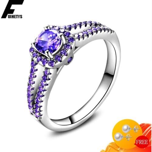 BaliJelry Women Rings 925 Silver Jewelry Accessories with Amethyst Gemstones Ring for Wedding Engagement Party Gift Dropshipping