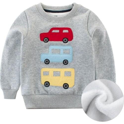 Winter kids Cotton thick Keep warm sweatshirt boys girls print 3D car bus Casual tops spring toddler clothes Children clothing