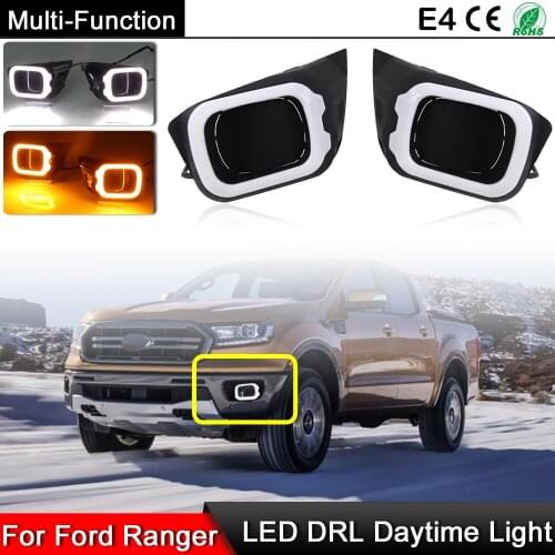 For Ford Ranger 2018 2019 LED Daytime Running Light Yellow Turning Signal Relay Waterproof Car 12V LED DRL Lampr