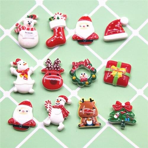 20pc Christmas Hat/Reindeer/Snowman/Tree Flatback Cabochon Craft for DIY Hair bow center Scrapbooking Hair Decora