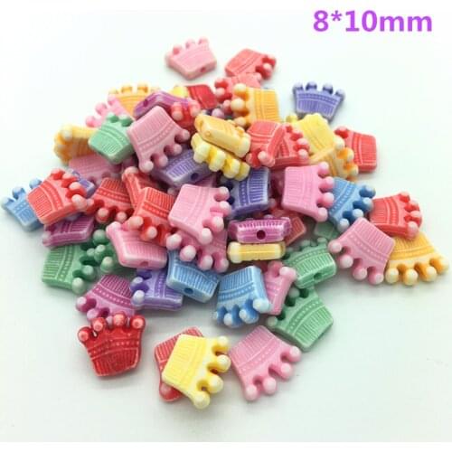 50pcs Crown Mixed Colors Acrylic Perforation Beads DIY Jewelry Making Earrings Necklace Bracelet Accessories #No-04