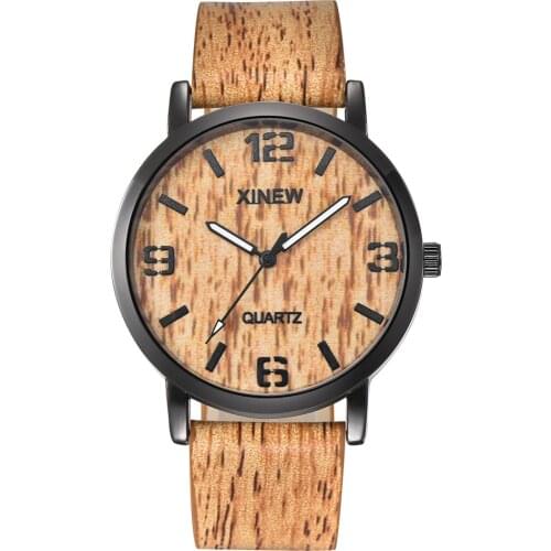 XINEW Fashion Men Watch Men Wood Watches Wooden Texture Imitation Retro Leather Quartz Wristwatch relogio masculino reloj hombre