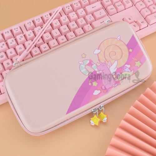 PlayVital Pink Cute Carrying Case Cat Paw Switch Hard Portable Pouch Travel Case for NS Switch with Thumb Grips 8 Game Cards