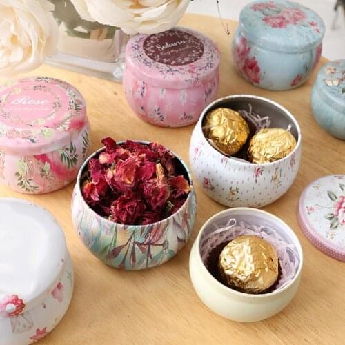 Flower Tinplate Kitchen Tea Box Jar Storage Holder Sweetmeats Candies Cans Teaware Tea Caddies tin containers storage box