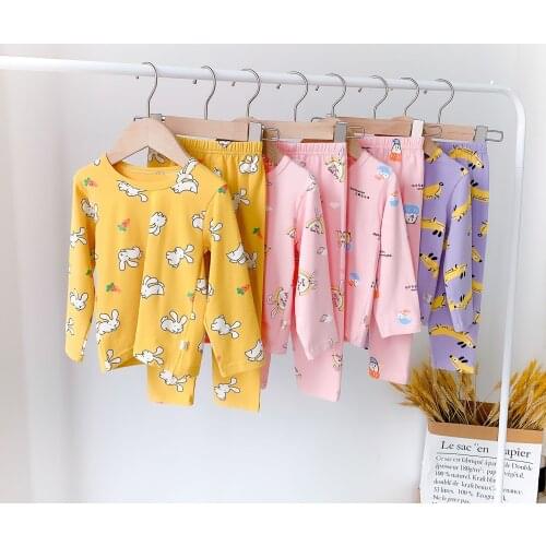 Childrens Pajamas 2020 Autumn New Boys and Girls Printed Home Clothes Childrens Baby Korean Cotton Two-piece Pajamas Set 2-10Y