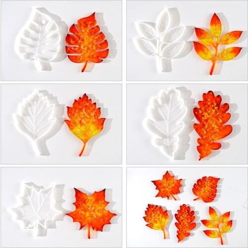 DIY Art Crafts Leaves Coaster Silicone Resin Mold Tropical Maple Leaf Resin Casting Mold for Casting Resin Concrete Designer