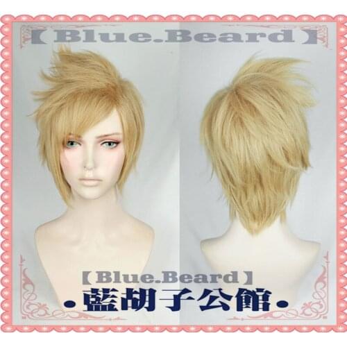 FF15 Final Fantasy XV Cosplay Prompto Argentum Short Linen Blonde Cosplay Costume Wig Heat Resistance Fibre Hair + Free Wig Cap