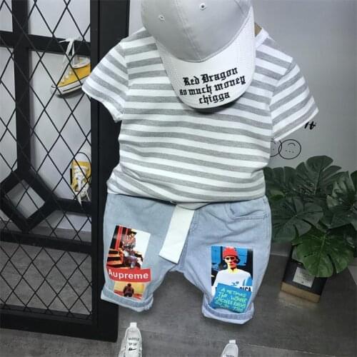 Summer Baby Boy Clothes Sets Kids Stripe Short Sleeve T-Shirt Tops + Short Pants 2PCS Outfits Childrens Clothing Set 2-6Years