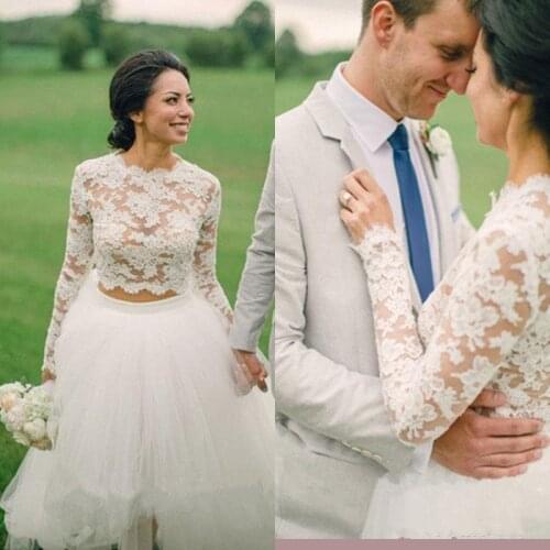 GOHYPDUG Long Sleeve Lace Wedidng Top Jacket Bolero Appliqued White Ivory Bridal Wrap Plus Size Bride Shawl Wedding Accessories