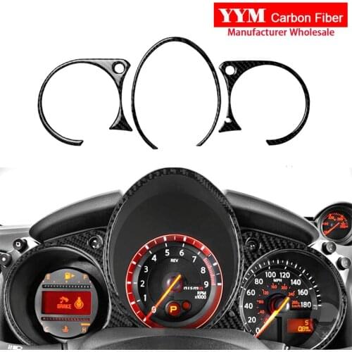 3-Piece For NISSAN 370Z Z34 2009+ Speed Dashboard Cover Trim Sticker Real Carbon Fiber Car Interior Decoration Accessories Black