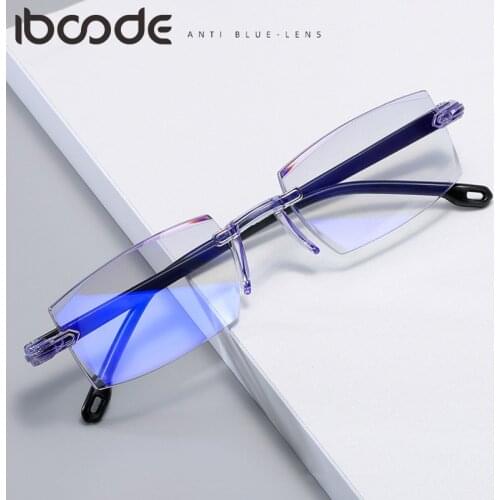 Iboode Rimless Square Men Women Ultralight Finished Myopia Glasses Nearsighted Eyeglasses Mirror -1 -1.5 -2 -2.5 -3 -3.5 -4 New