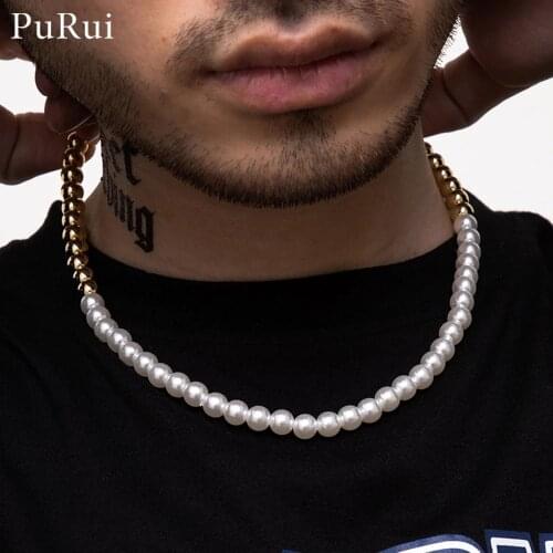 Exaggerated Round Limitation Pearl Beads Choker Necklace for Men Women Gold Sliver Color Short Collar Clavicle Chockers Jewelry