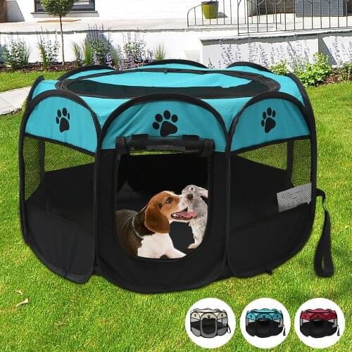 Portable Folding Pet Tent Dog House Octagonal Cage For Cat Tent Playpen Puppy Kennel Easy Operation Fence Outdoor Big Dogs House