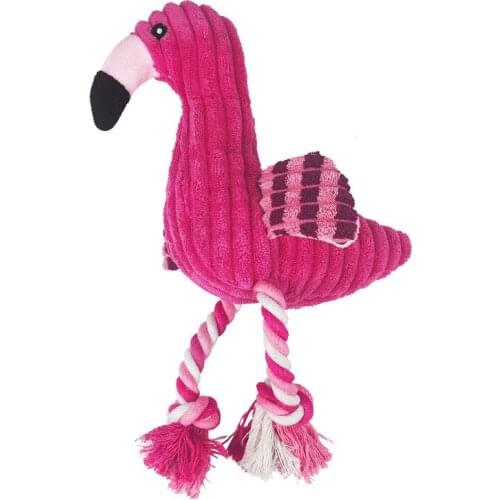 Pet Flamingo Plush Toys Cotton Rope Bite Resistant Molars Sound Toys Clean Teeth Suck Stinky Dog Toys