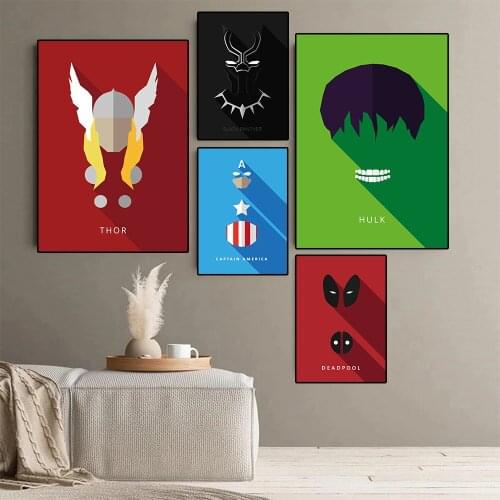 Marvel Superhero Comics Poster Avengers Spiderman Cartoon Canvas Painting Wall Art Living Boy Room Home Decoration Pictures Gift