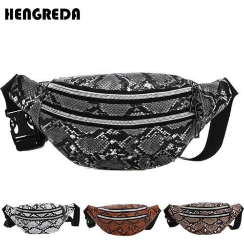 Waist Bag for Women Snake Pattern Fanny Pack PU Travel Party Hip Bum Bag Ladies` Belt Pouch Purse for Moblie Phone Car Keys