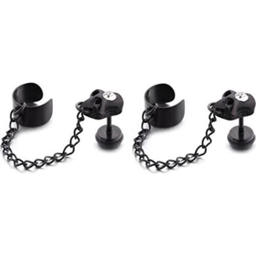 1 PCS Long chain earrings skull skeleton stud earring unisex ear piercing jewelry man woman body piercing jewelry