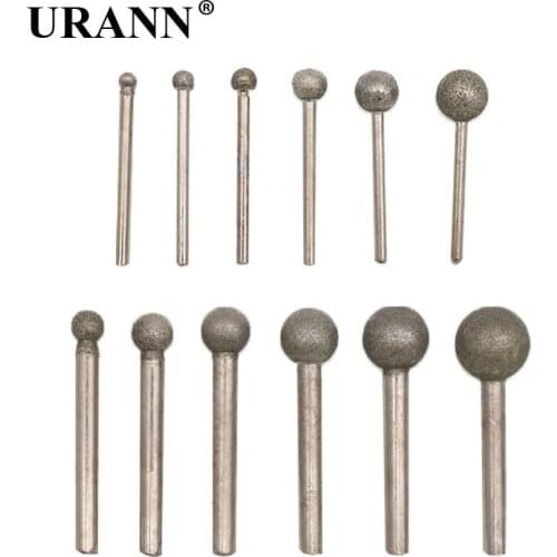 URANN 1pcs 3mm 6mm Shank Spherical Head Diamond Grinding Bit Coated Mounted Points Round Ball Burs Coarse For Stone Drill Metal