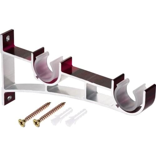 Uxcell Curtain Rod Bracket, 4pcs Fit for 1" Dia. Drapery Rod Aluminum Alloy Holder Brackets, 7.9" Long Red Wood Color