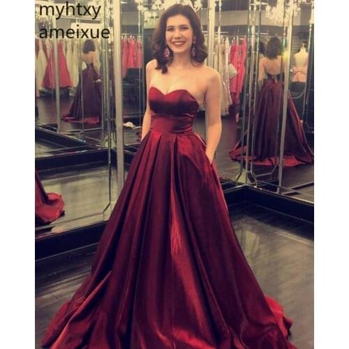 Vintage Sweetheart Wine Pleat 2020 New Red Sexy Cheap Formal Evening Dresses Plus Size Sleeveless Floor Lengtht Prom Custom Made
