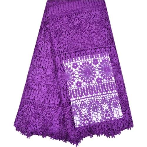 Purple Color High Quality African Lace Fabric 2018 Embroidered French Lace Fabrics Nigerian Guipure Cord Lace Fabrics 1196
