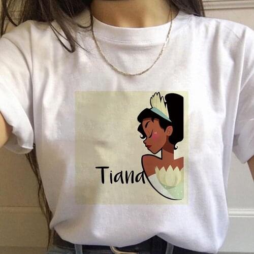 New Fashion Disney Princess Tshirt Tiana Print Kawaii Women T Shirt Graphic Casual Short Sleeve Dropship Female Clothes
