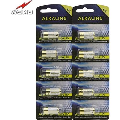 10pcs/2pack Wama 10A 9V L1022 Alkaline Batteries for Garage Doorbell Remote Control Alarm Replace A23L 12V Battery New