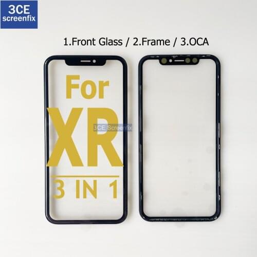 10Pcs Top Quality Front Outer Glass Middle Frame Bezel Laminate OCA For iPhone XR 11 3 in 1 2 in 1 Front Glass Frame OCA