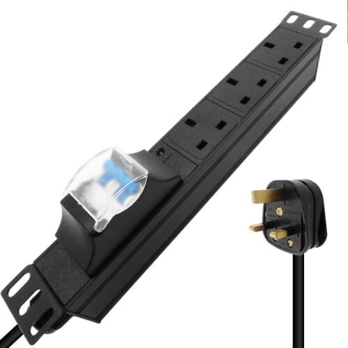 1U 3 Units British PDU Power Strip Universal UK Socket adapter Aluminum shell Air protection switch LED indication Security