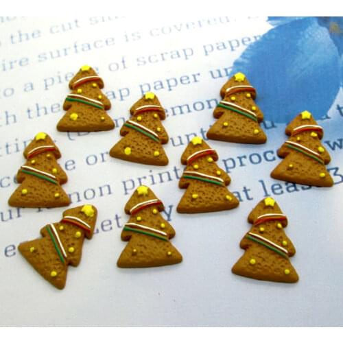 20Pcs Resin Christmas Tree Cookies Crafts Flatback Cabochon Scrapbooking Decorations Fit Hair Clips Embellishments Beads Diy