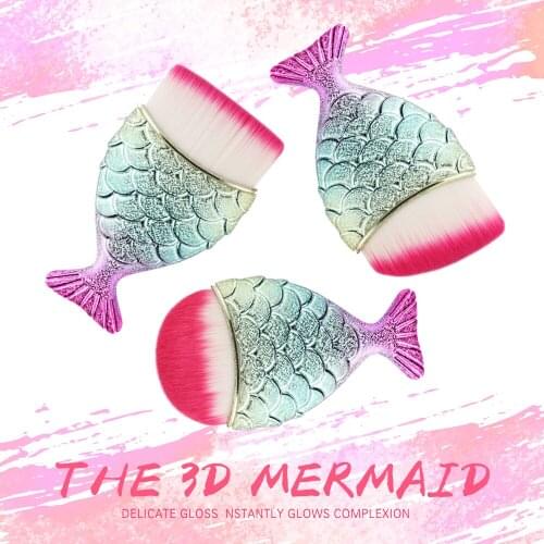 3Pcs Beauty Tool Foundation Blending Makeup Brush Set Highlight Contour Powder Cosmetic Fish Scale eyeshadow Make Up Brushes gif