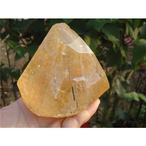 480g Natural Clear "Black tourmaline'' In Quartz Crystal Specimens Point PT1045