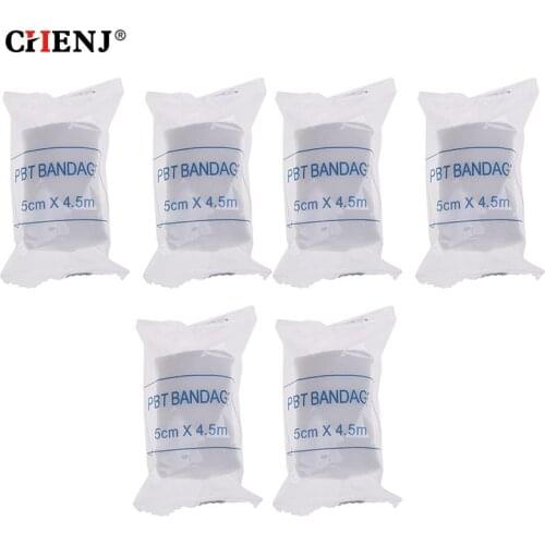 6 rolls/lot 5cmx4.5m PBT Elastic Bandage First Aid Kit Gauze Roll Wound Dressing Medical Nursing Emergency Care Bandage